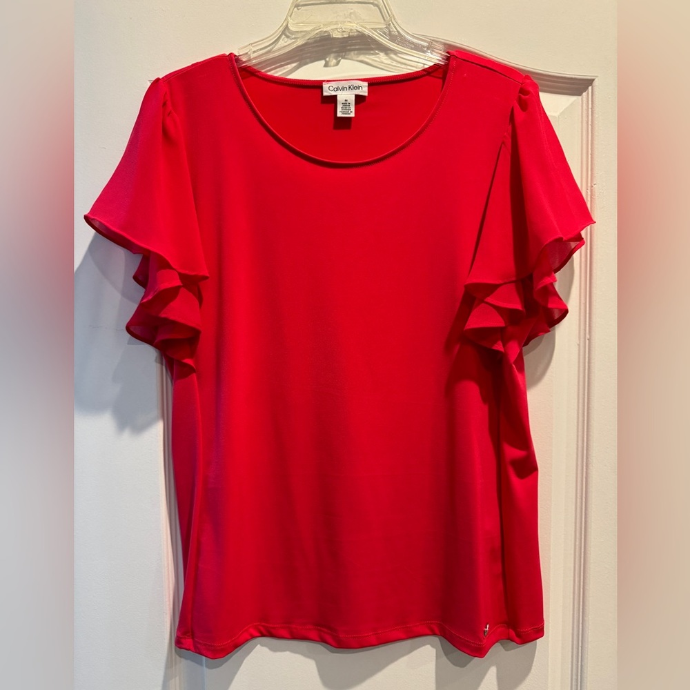 Calvin Klein Ruffle Sleeve Top
